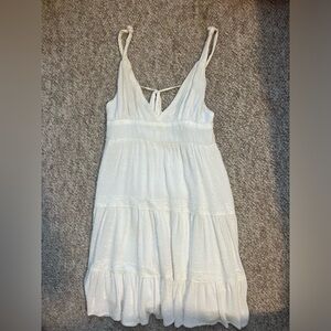 white v-cut dress